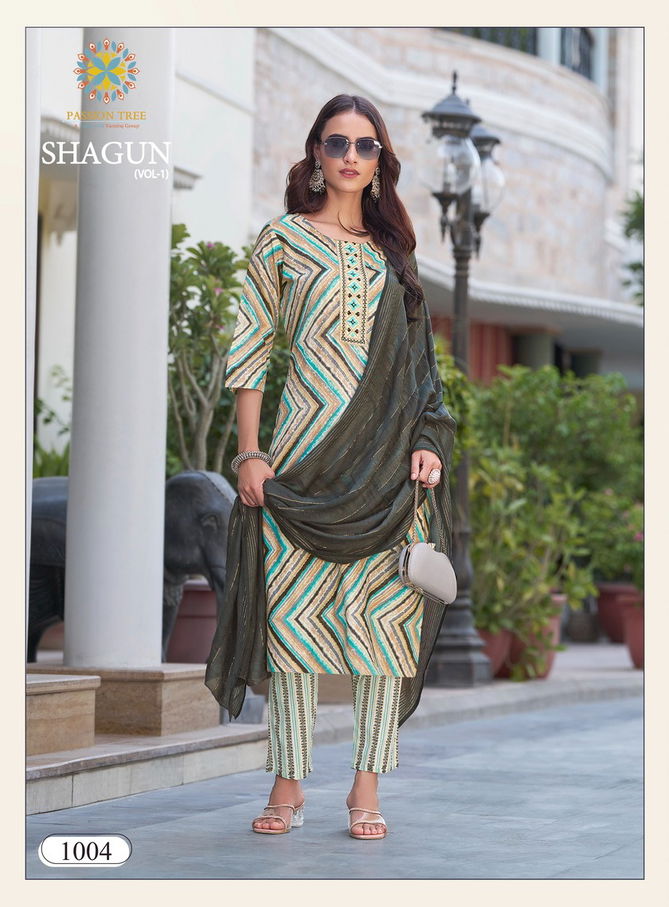 Shagun Vol 1 By Passion Tree Foil Printed Kurti With Bottom Dupatta Wholesale Shop In Surat